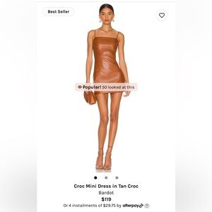 Croc mini dress in tan croc, Bardot, XS